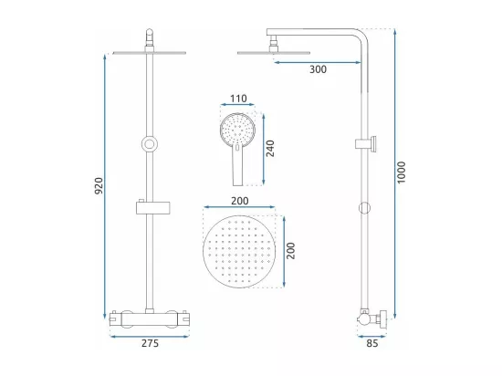 Kit De Douche Avec Thermostat Rea Bliss Termostat Gold