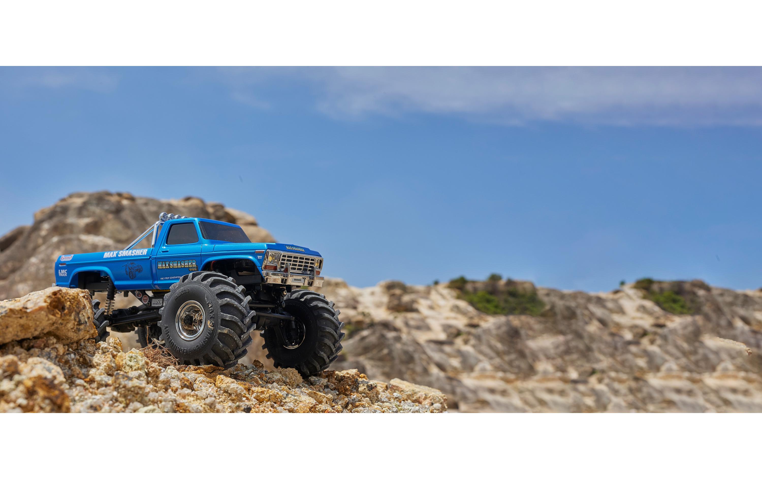 Monster Truck FCX24 Max Smasher 4x4, Blau RTR, 1:24<br>Micro Monstertruck mit 2-Gang Getriebe und Portalachsen
