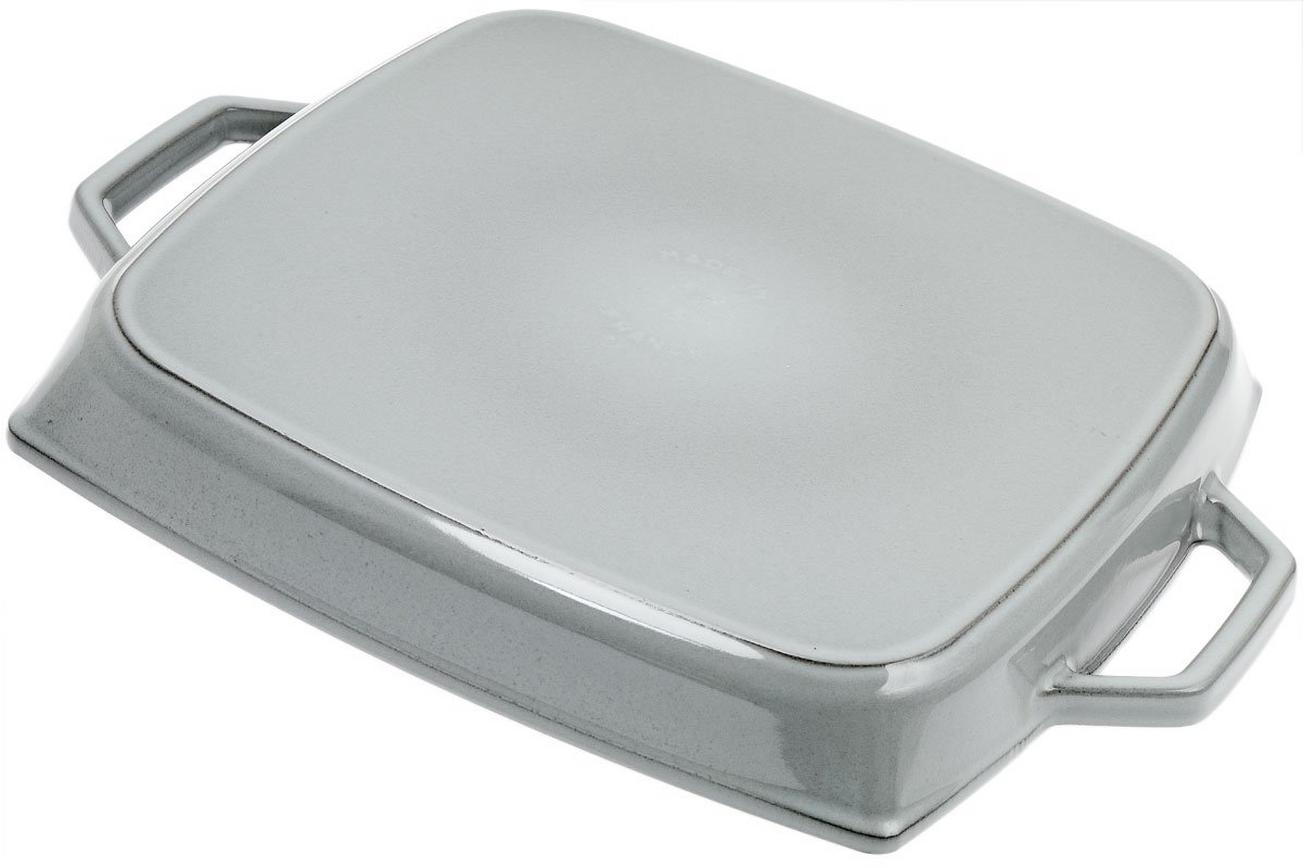 Staub grillpan 33cm vierkant, grijs