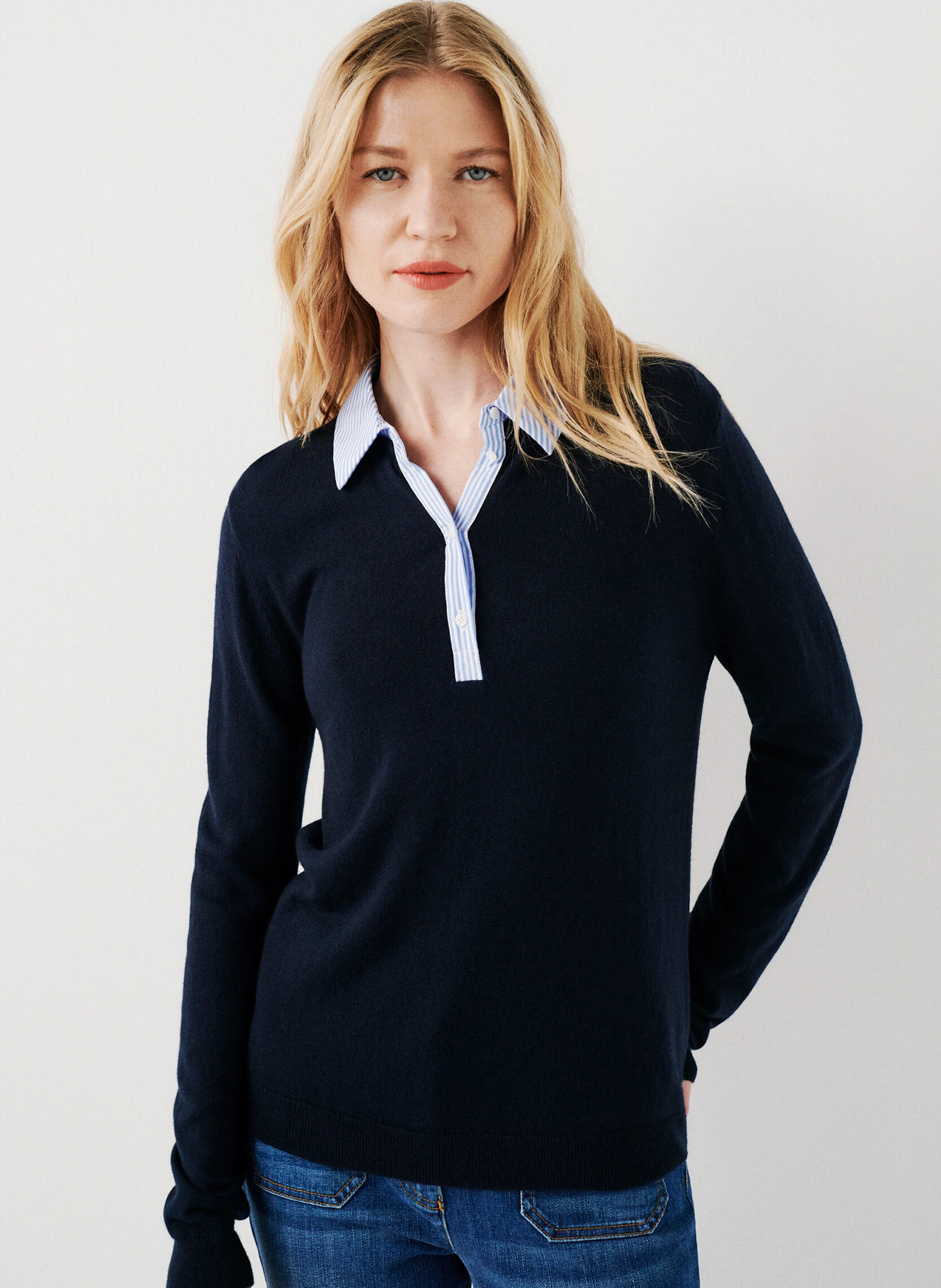 MPAOLO - Pull droit col classique | Bleu
