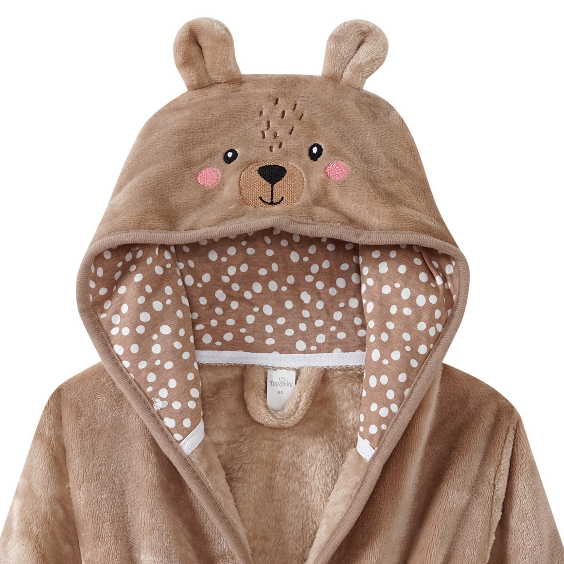 Topomini Baby Bademantel mit Bärchen-Applikation braun
