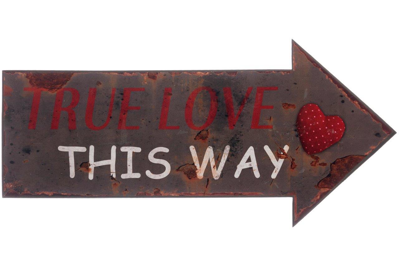 Metallschild - True love this way - 39x19 cm