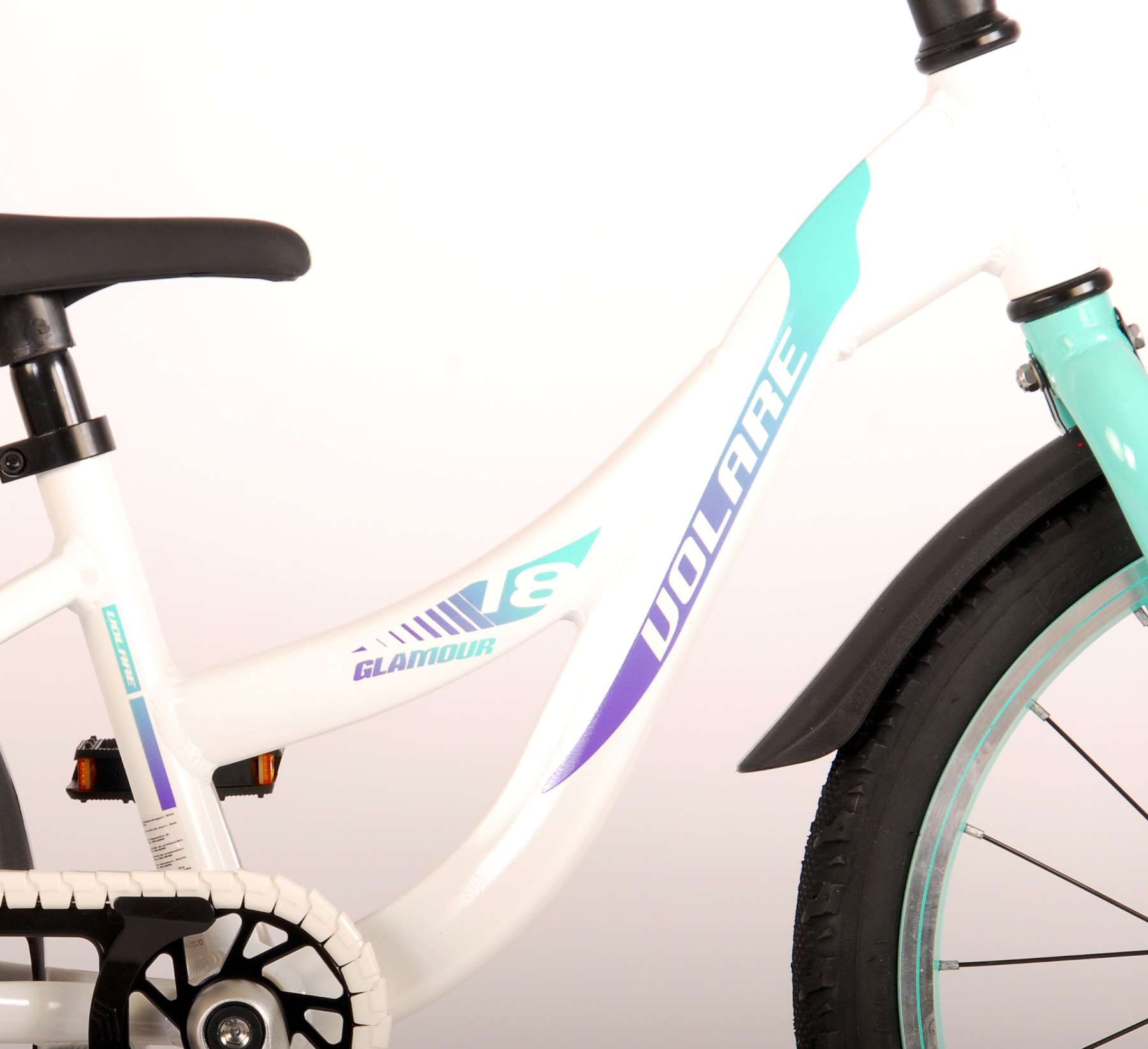 Kinderfahrrad Glamour für Mädchen 18 Zoll Kinderrad in Weiß/Mintgrün