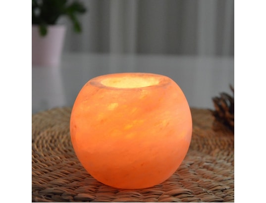 ZEN AROME - Lampe à poser Bougeoir en cristal de sel himalaya sphère 900g