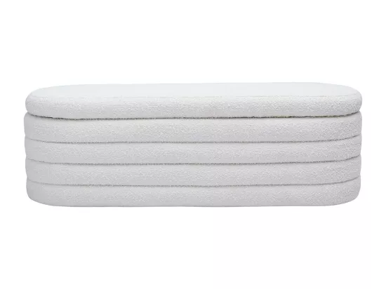 Banc coffre en tissu effet laine bouclée blanc L125 cm NAVY