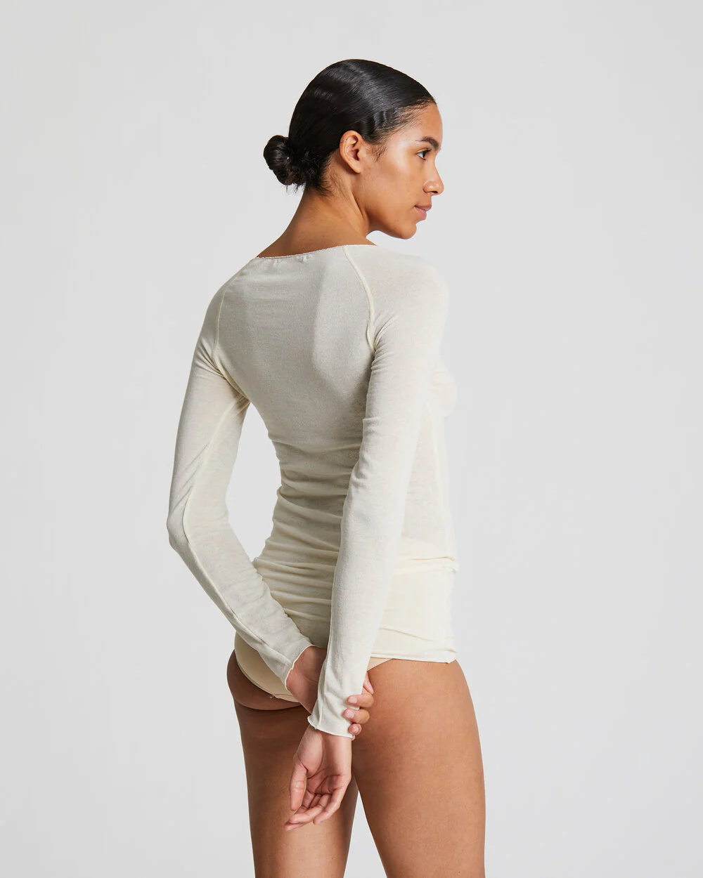 Gai+Lisva  Amalie wool langærmet t-shirt - Off White