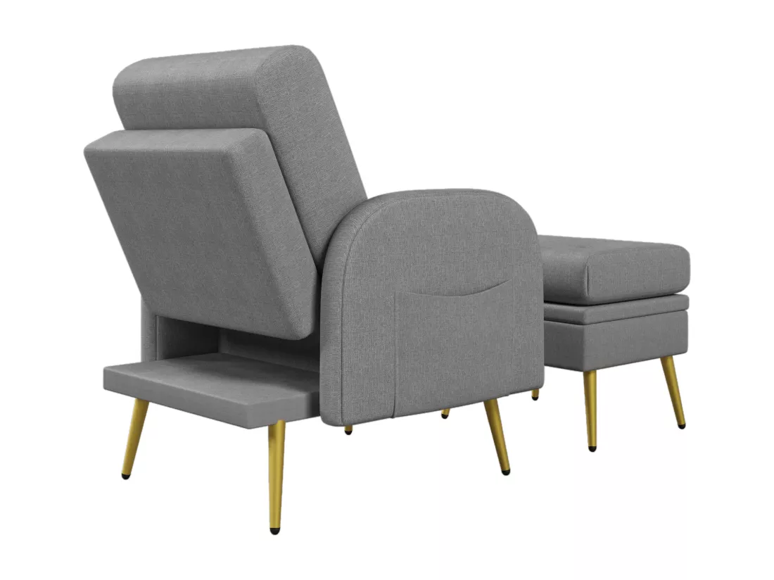 Fauteuil avec repose-pieds - dossier réglable - Gris