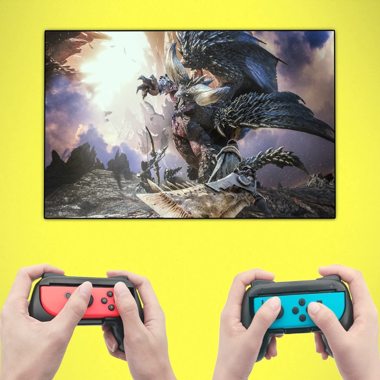 (2er Set) Ergonomischer Nintendo Switch / OLED Joy Con Controller Griff Halterung - Schwarz
