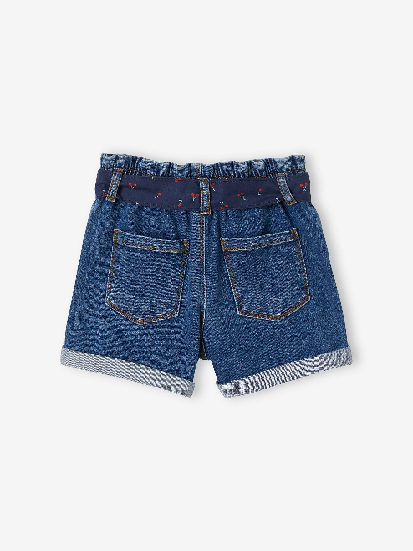 Calções azul-escuros desbotados para meninas