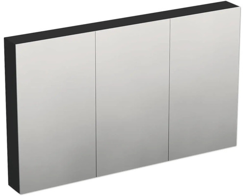 Jungborn TRENTA spiegelkast, 120 x 14,4 x 72 cm, zwart, matte afwerking, 3-deurs, IP 44