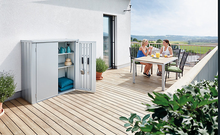 Armoire de terrasse métal Biohort Romeo L gris quartz métallique l.132 x P.87x H.140cm