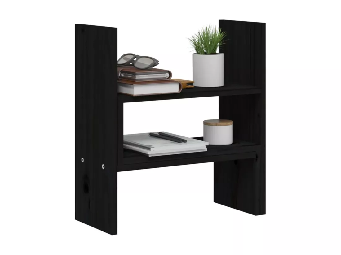 Support pour moniteur Noir (39-72)x17x43 cm Bois de pin solide