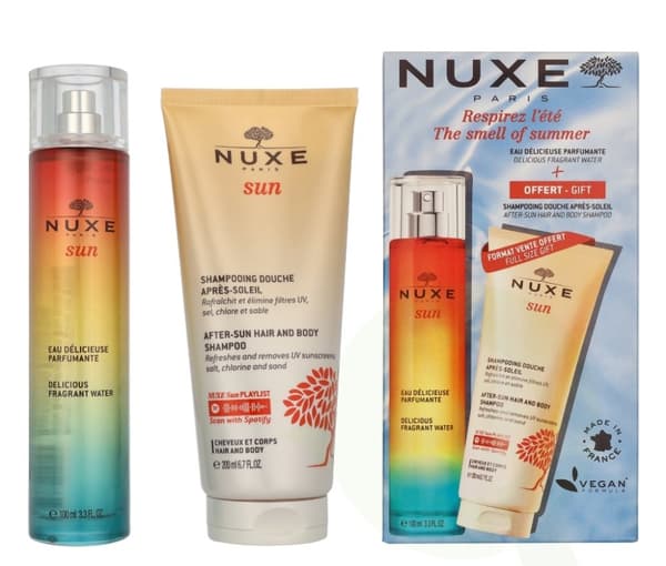 Nuxe Sun The Smell Of Summer Set 300 ml Delicious Fragrant Water Spray 100ml/After Sun Hair & Body Shampoo 200ml