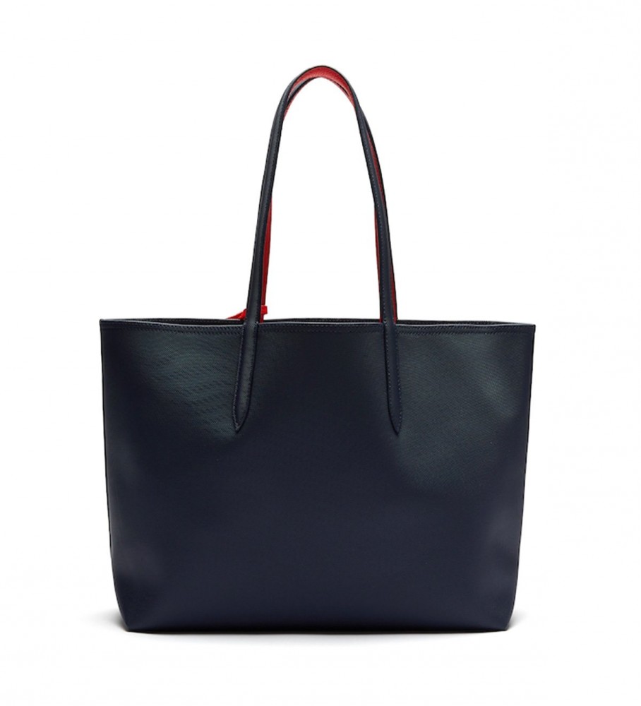 Bolsa reversível Lacoste Anna, azul-marinho/vermelha - 47x30x14 cm -