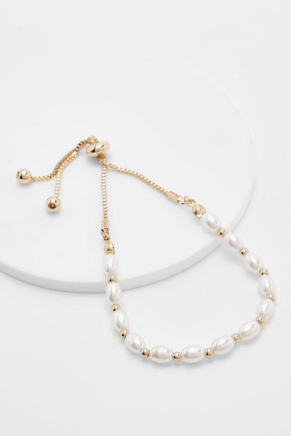 boohoo Bracelet à perles et or avec fermoir