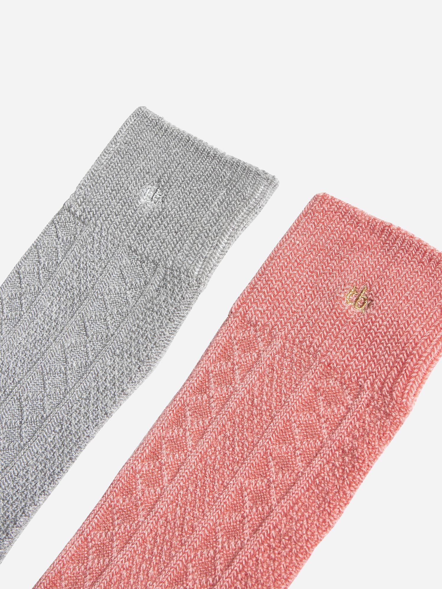 Chaussettes Femme Lot de 2 paires Gris et Rose
