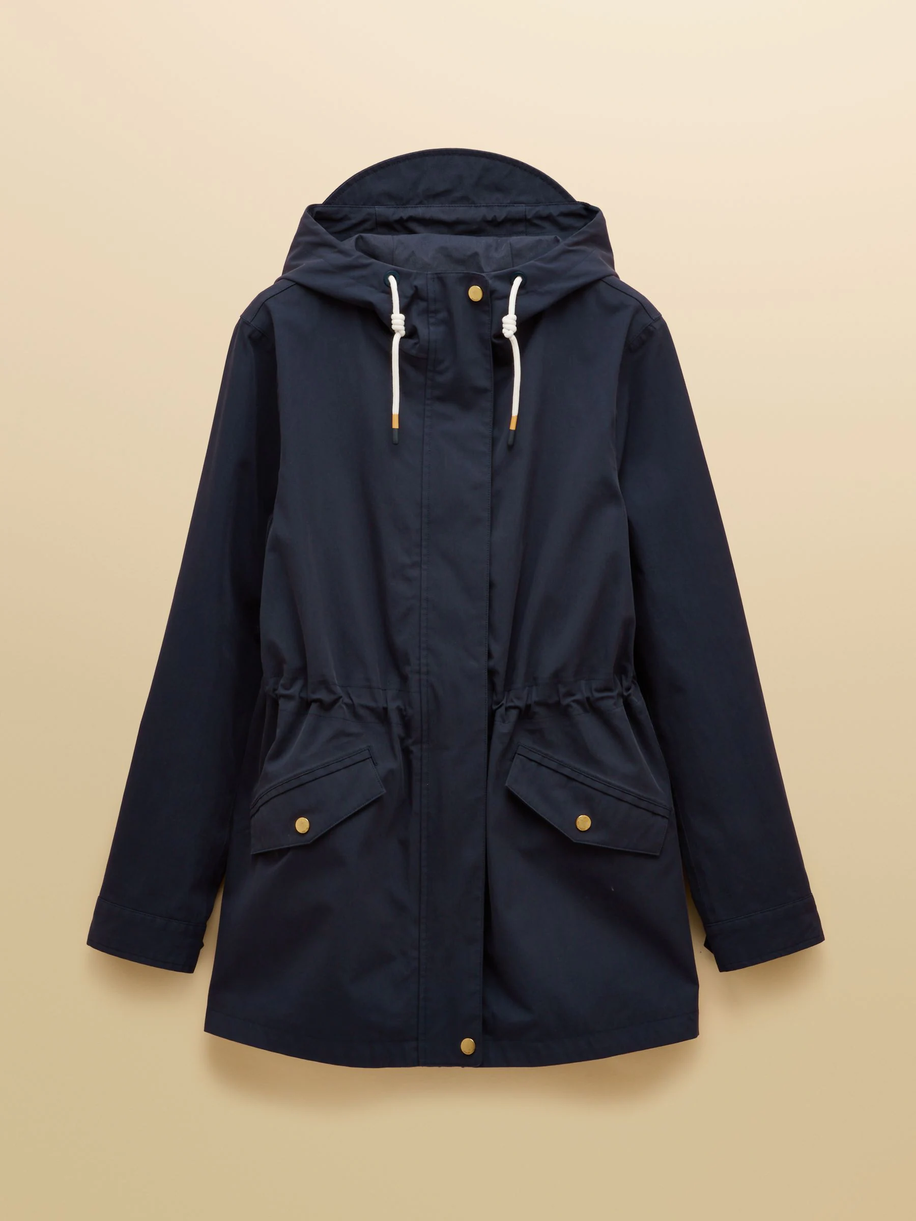 Donkerblauw - Joules Portwell waterdichte regenjas met capuchon en verstelbare taille