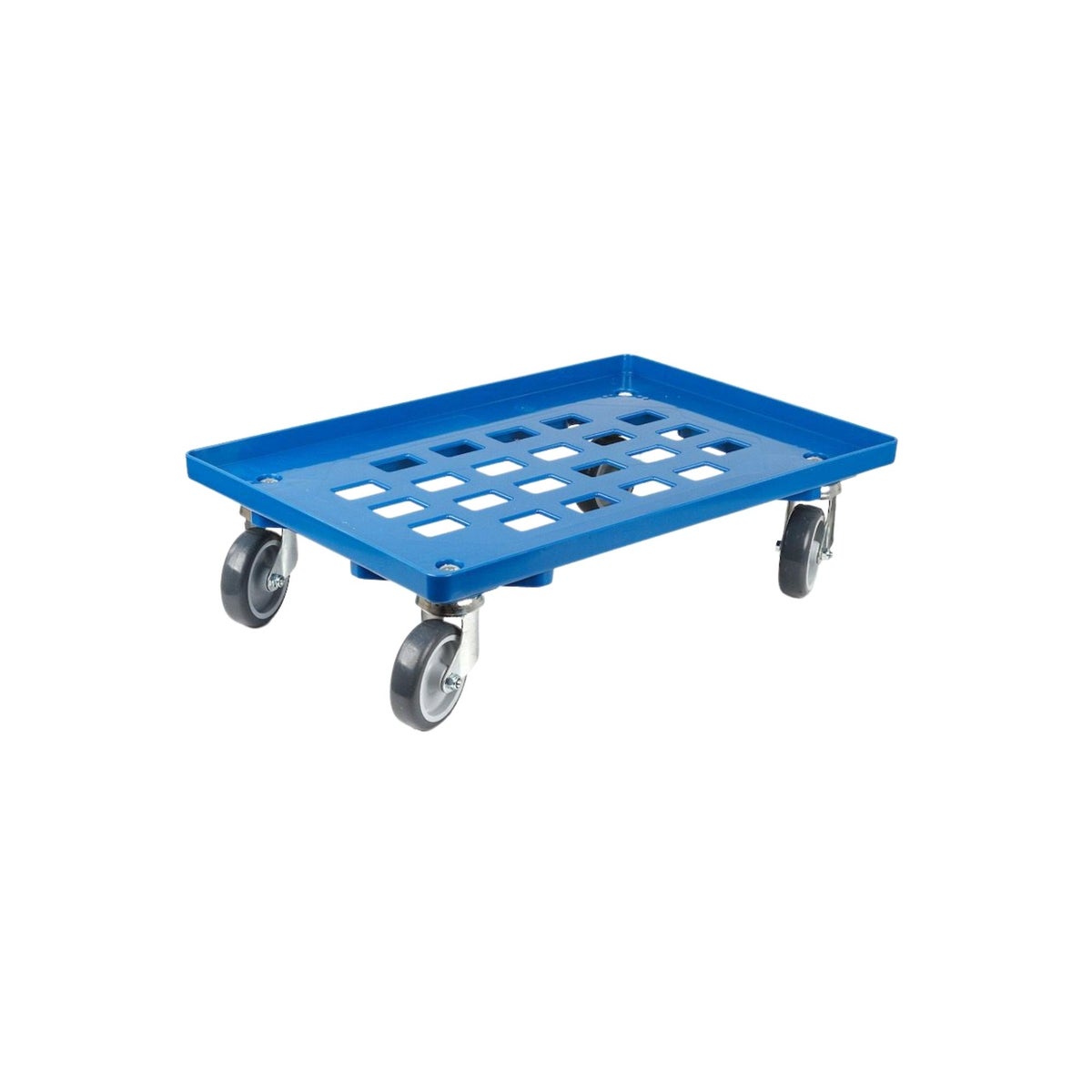 PROREGAL Voordeelset 2x Transportwagens voor Euroboxen 60 x 40 cm met Rubberen Wielen, Blauw, Rooster, 2 Zwenkwielen en 2 Remwielen, Draagvermogen 300 kg