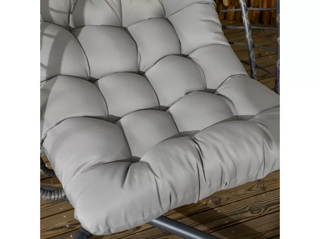 Fauteuil suspendu de jardin pliable avec matelas métal résine gris
