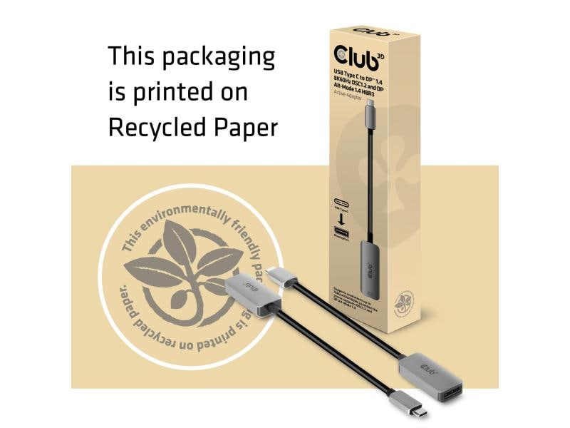 Club 3D Adapter USB Type C – DisplayPort 1.4 USB Type C auf DisplayPort 1.4 Adapter
