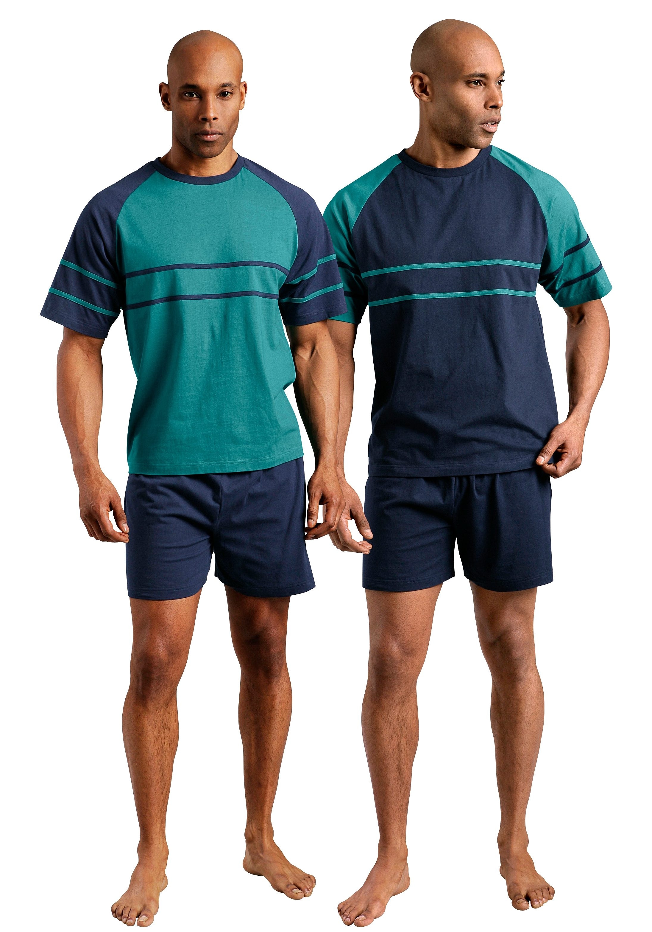 le jogger® Pyjama, 4 Stk. mit aufgesetzten Streifen