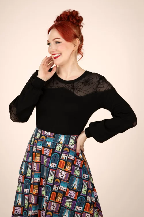 Vixen Spiderweb mesh sweater in zwart