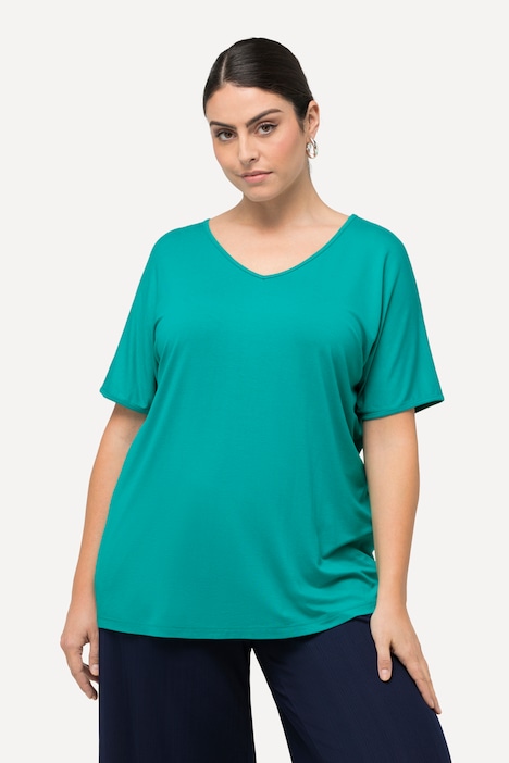 T-Shirt, Rücken-Cut-Out, Zierringe, V-Ausschnitt, Halbarm