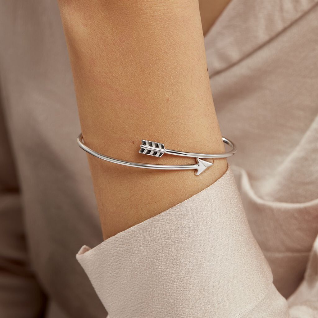Bracelet Jonc Fabienna Argent Blanc