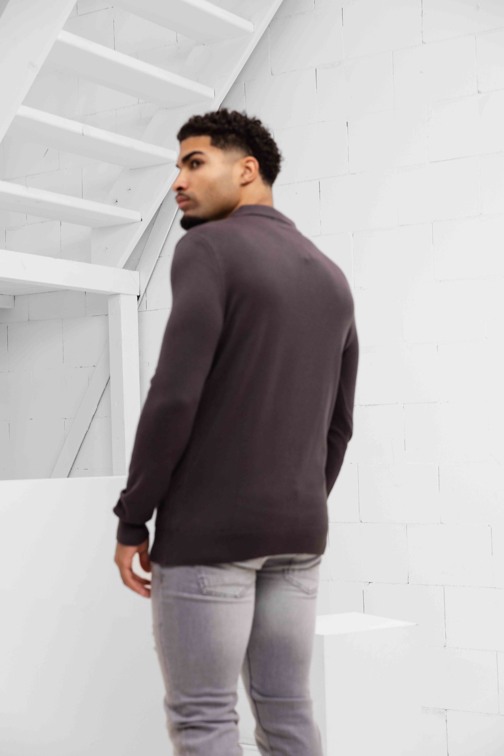 Malelions Knitted Longsleeve Polo Heren Bruin