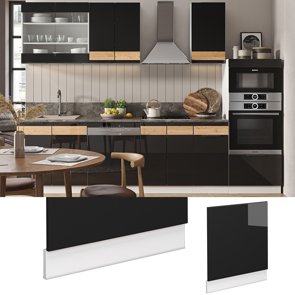 Vicco Geschirrspülerblende Geschirrspülfront Küchenmöbel Fame-Line Weiß Schwarz 60 cm modern Hochglanz