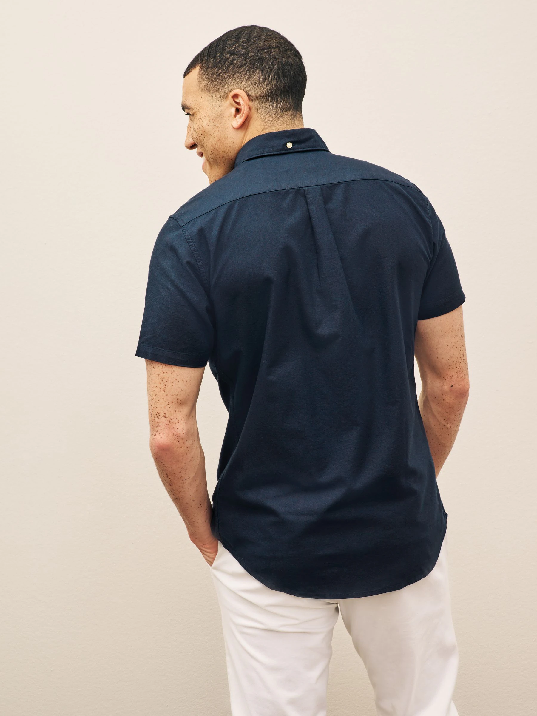 Donkerblauw - Barbour® Oxtown klassiek Oxford-hemd met korte mouwen, 100% katoen