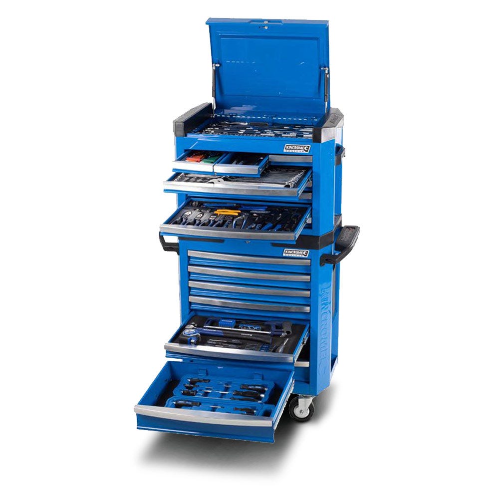 KINCROME Contour TFL Tool Chest Kit 242 Piece 15 Drawer w. Trolley - Blue P1805