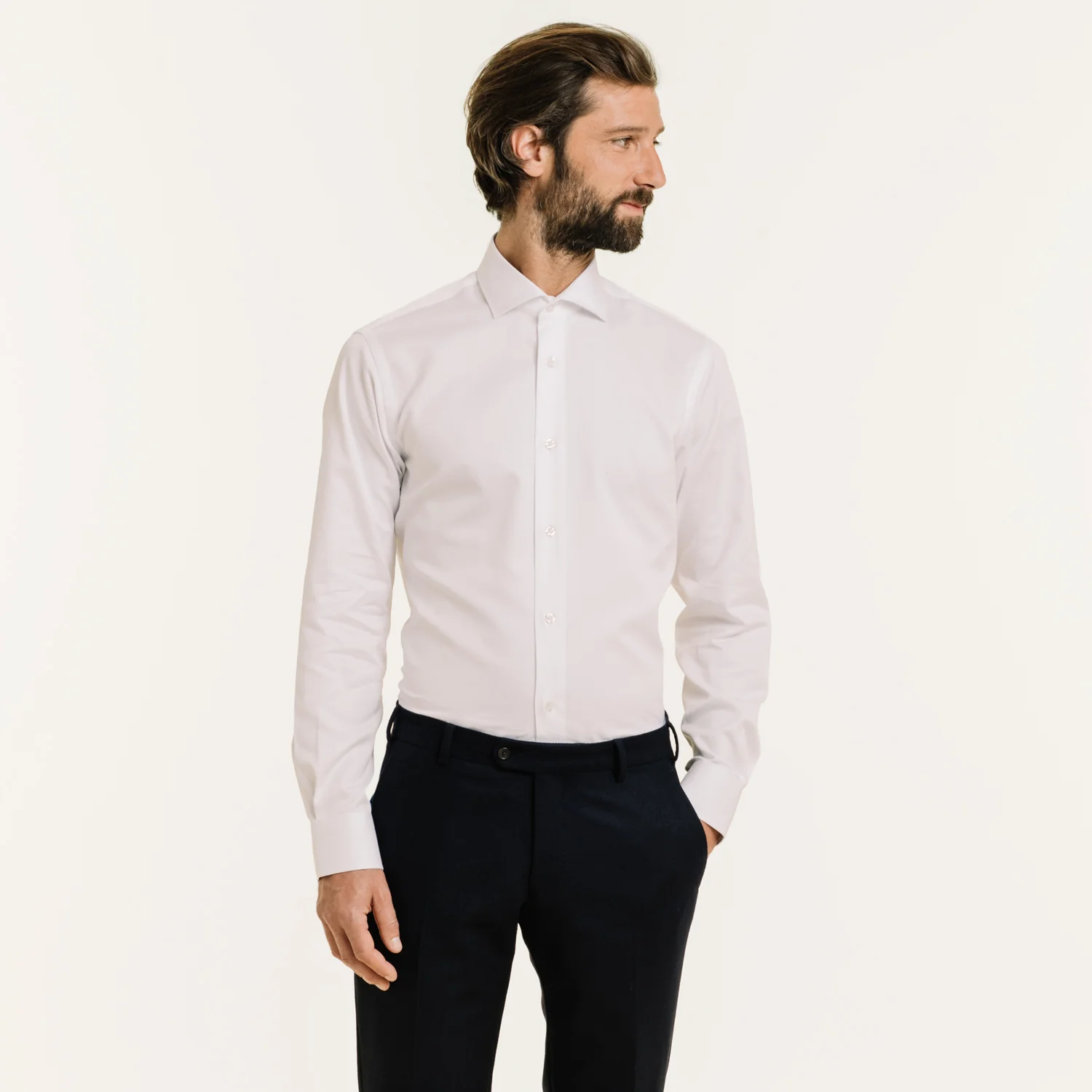 White double-twisted dobby fitted shirt