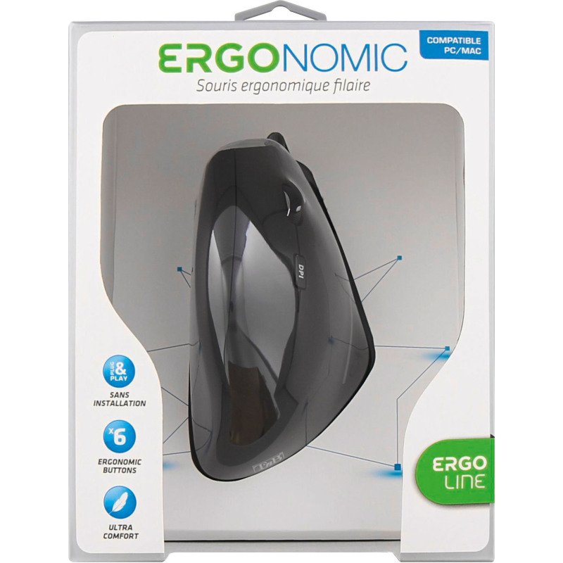 Souris filaire forme ergonomique verticale pour droitier