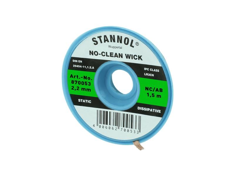 Stannol Entlötlitze NC-AB Entlötlitze 2.2 mm x 1.5m halogen Hochwirksame Entlötlitze aus Kupfergeflecht