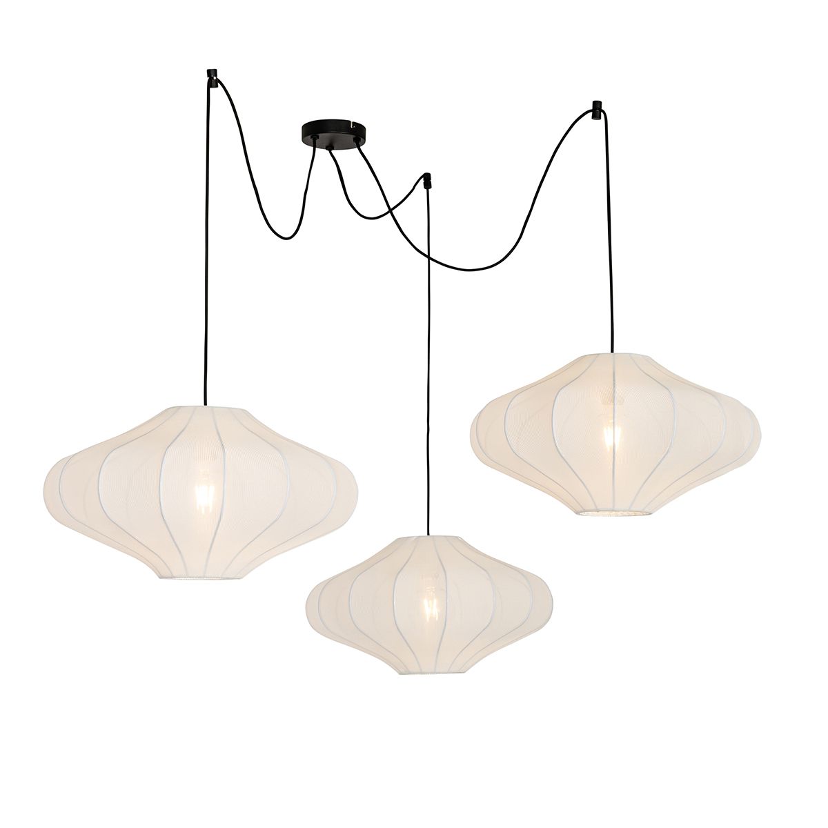 Japandi hanglamp wit 50cm 3-lichts - Plu