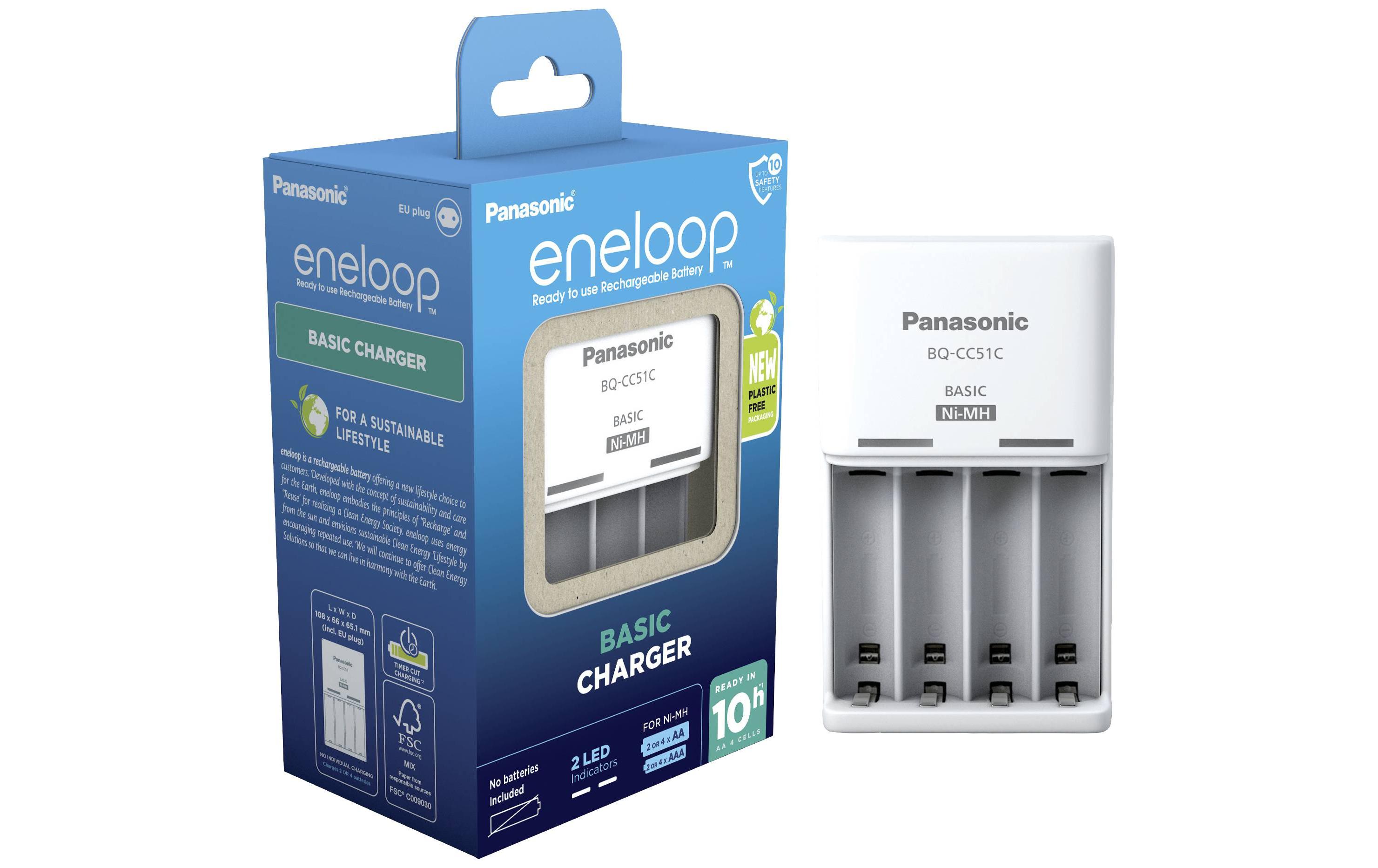 Ladegerät eneloop Basic Charger BQ-CC51CLadegerät für bis zu vier AA Batterien
