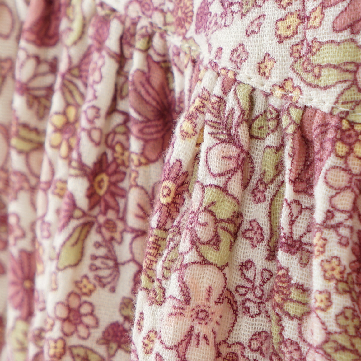 Topomini Pure Collection Baby Musselin-Kleid mit Blümchen hellbeige / dunkelrosa
