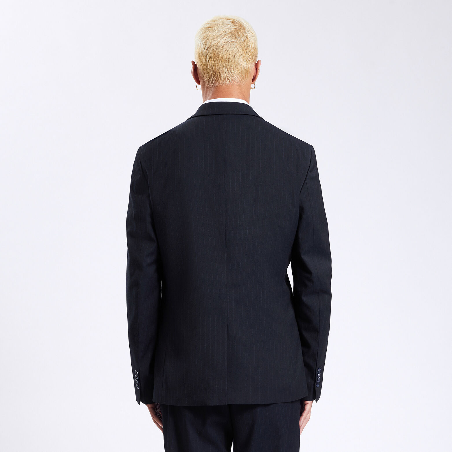 Veste slim à fines rayures Bleu