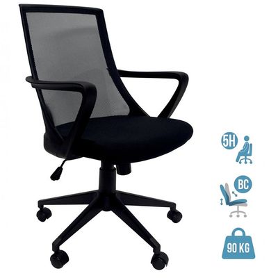 Fauteuil de bureau ALEX - accoudoirs fixes - noir