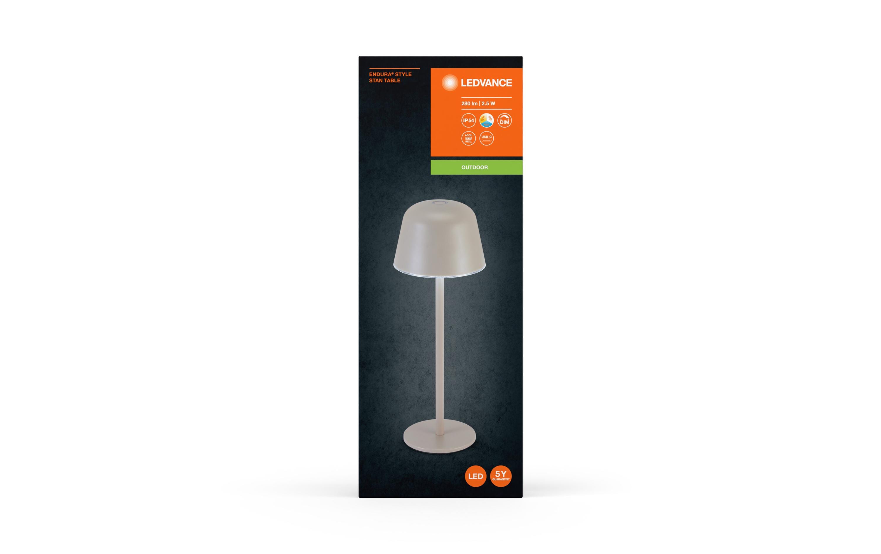 Endura Style Table CCT USB BeigeTragbare akkubetriebene Tischleuchte