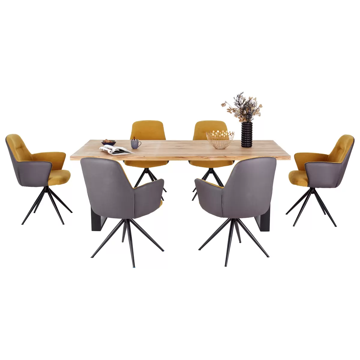 Esstisch James Wood 200 schwarz,Eiche