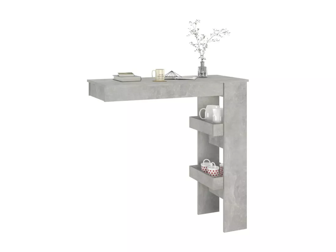 Table de bar murale Gris Béton 102x45x103,5cm Bois d'ingénierie