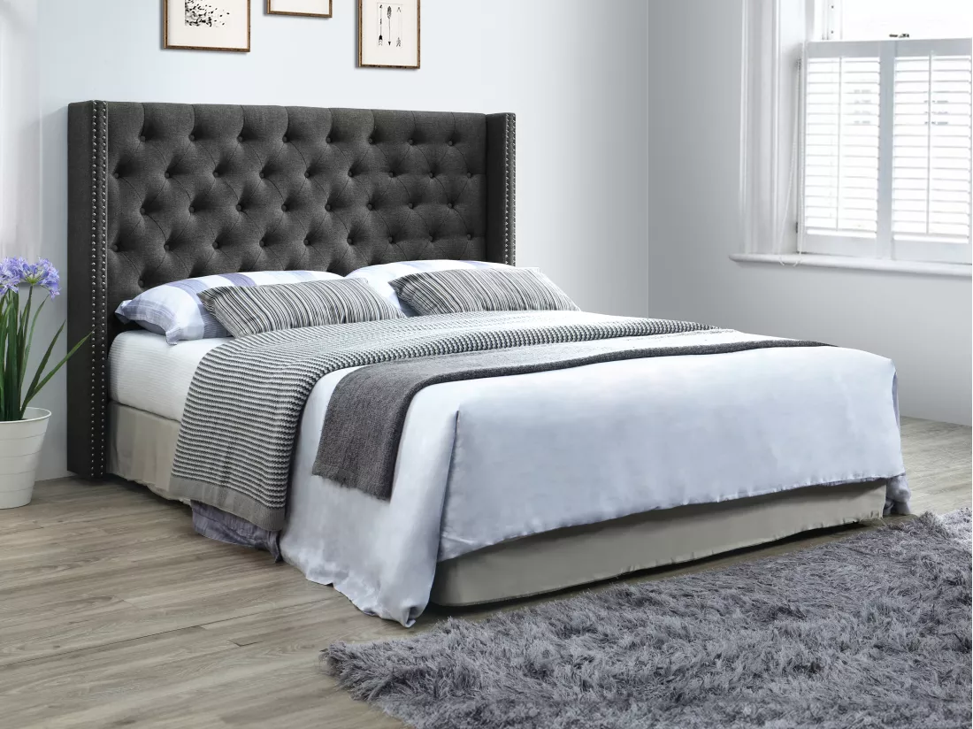 Tête de lit capitonnée 170 cm - Tissu - Gris - MASSIMO II