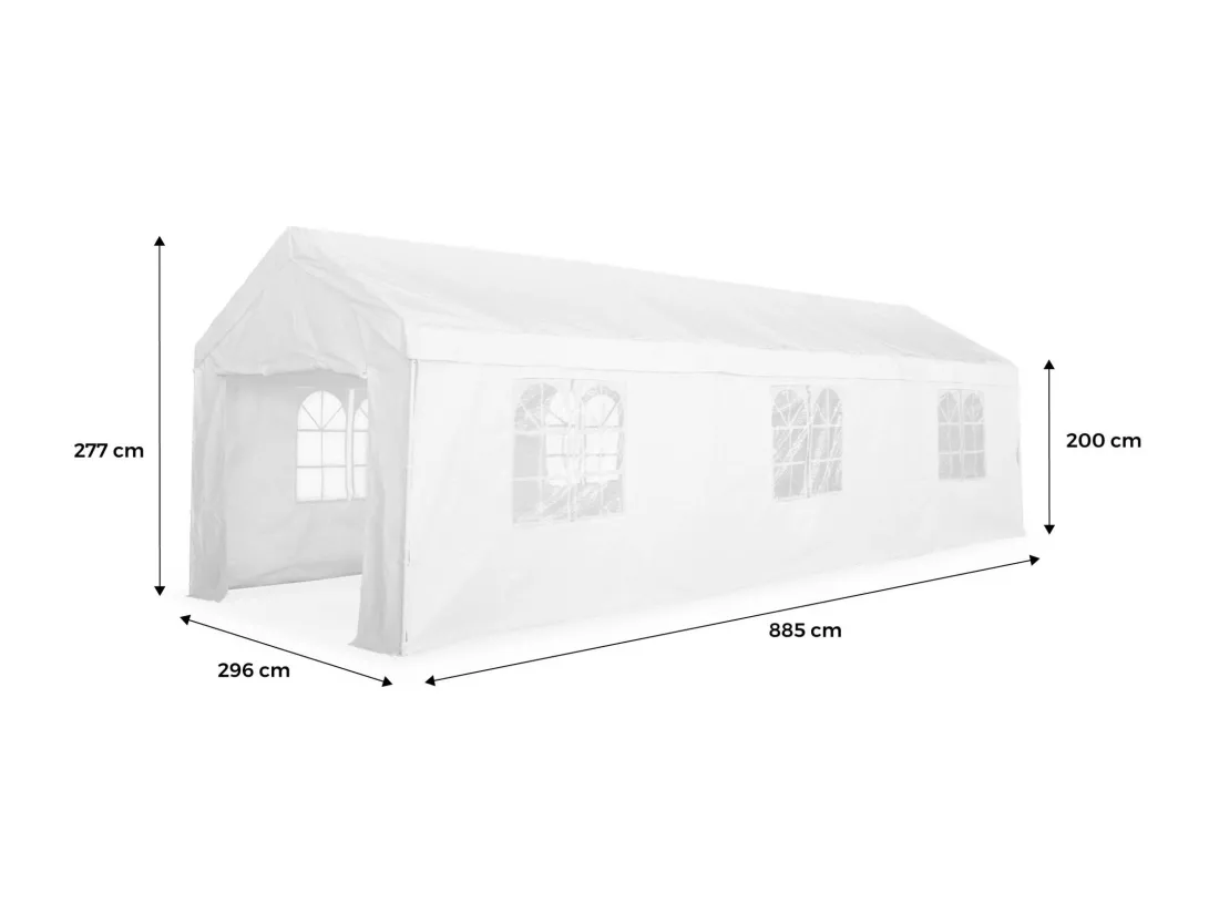 Tente de réception - Burdigala 3x9m - Blanc. connecteurs métal. tente de jardin idéale pour réception à utiliser comme pavillon. chapiteau ou tonnelle