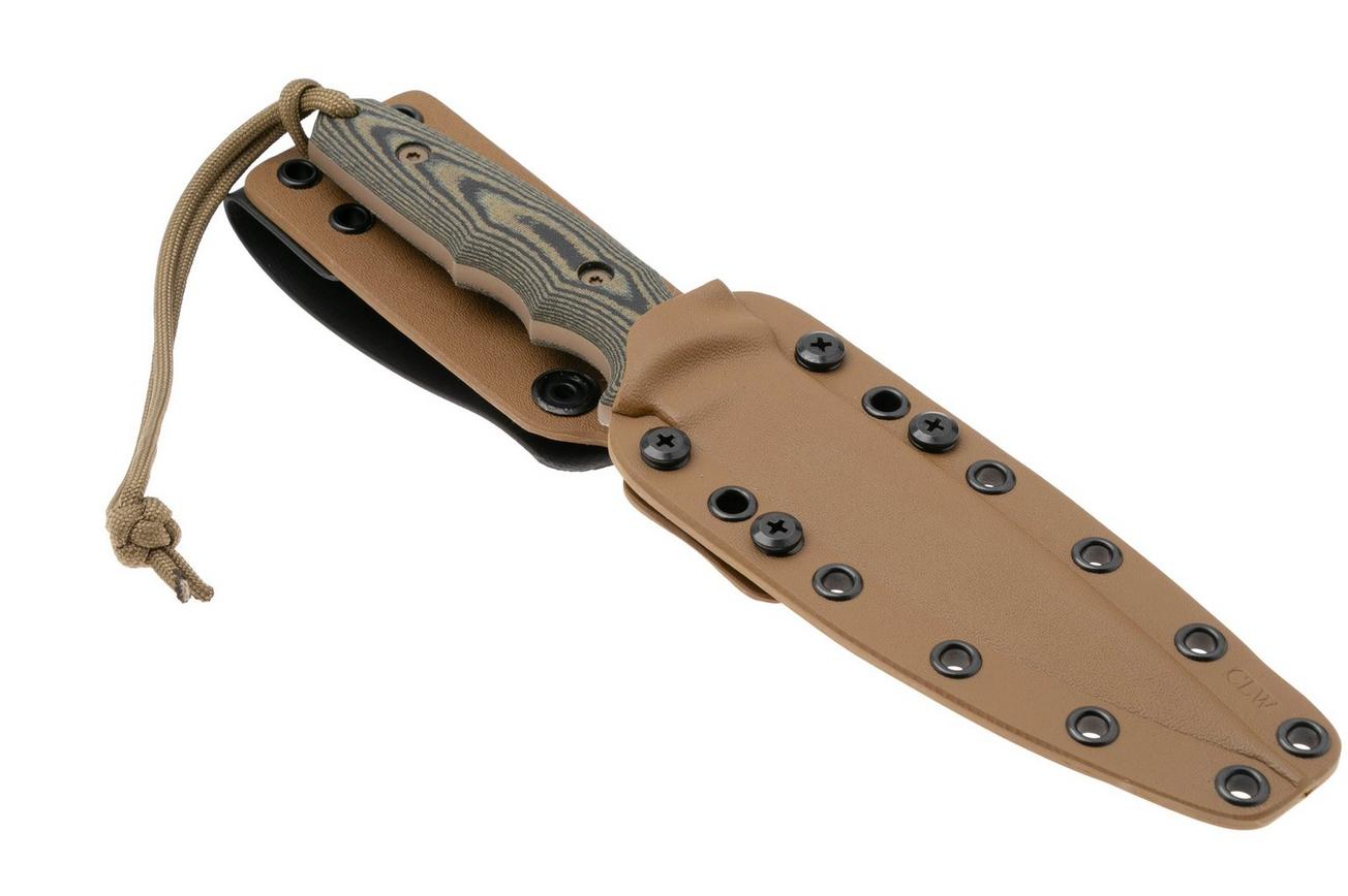 Spartan Blades Harsey Clandestina SB57DECMKYTN Flat Dark Earth, Camo Micarta, survivalmes, kydex schede
