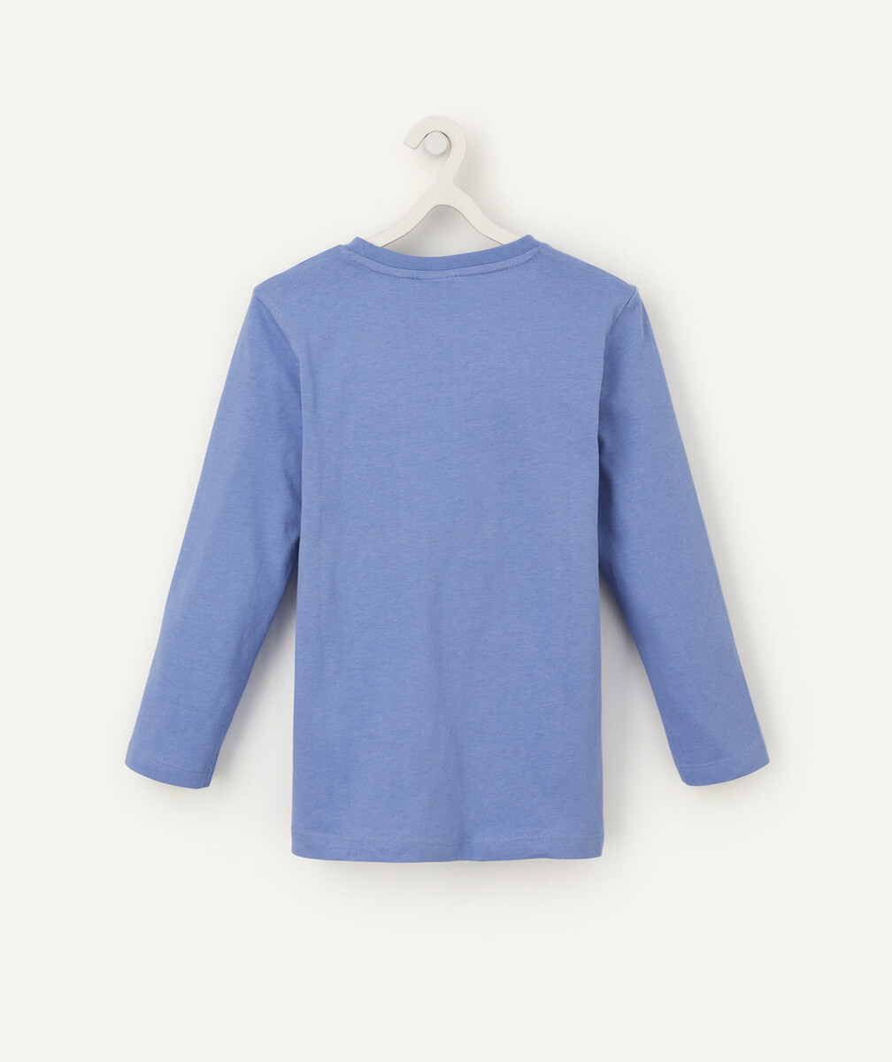 LE T-SHIRT BLEU AVEC MESSAGE EN COTON BIOLOGIQUE