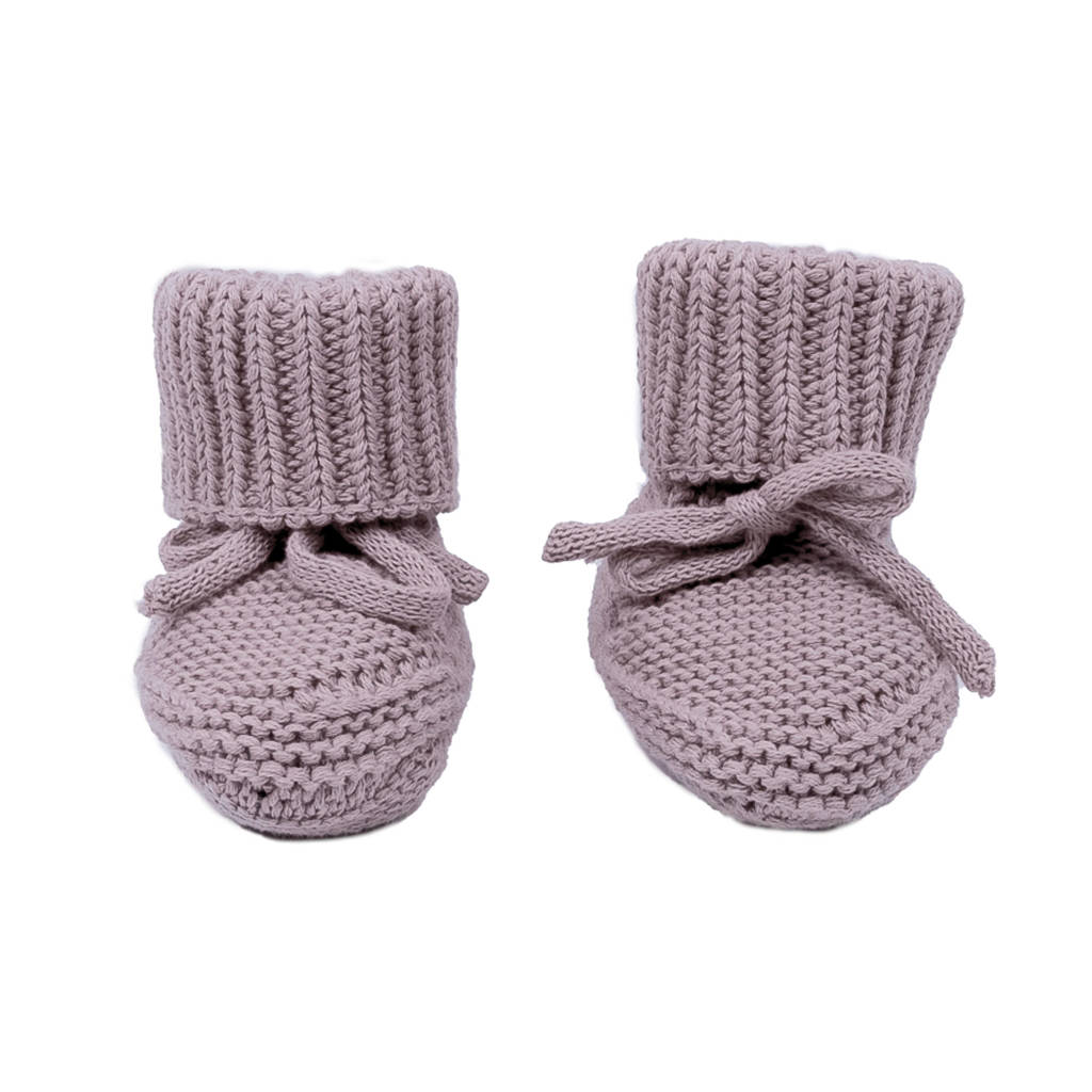 gebreide baby slofjes paars