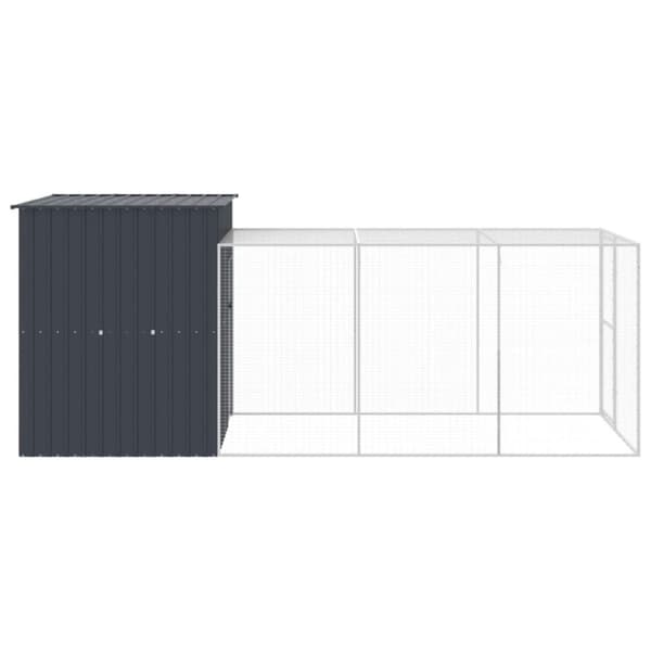 vidaXL Hønsebur med gård antrasitt 165x455x181 cm galvanisert stål