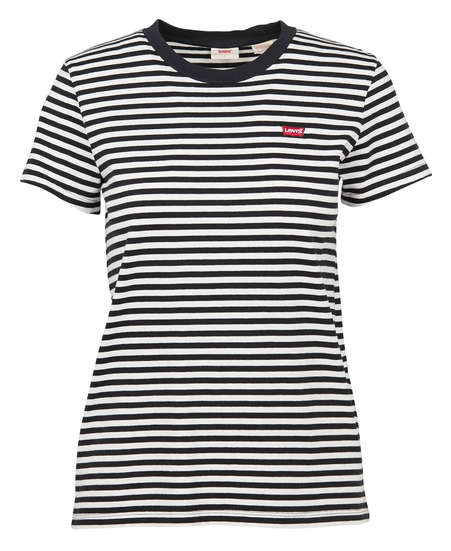 PERFECT TEE - Tee-shirt col rond rayé en coton | Noir